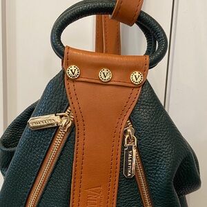 Valentina Green and Brown Leather Backpack